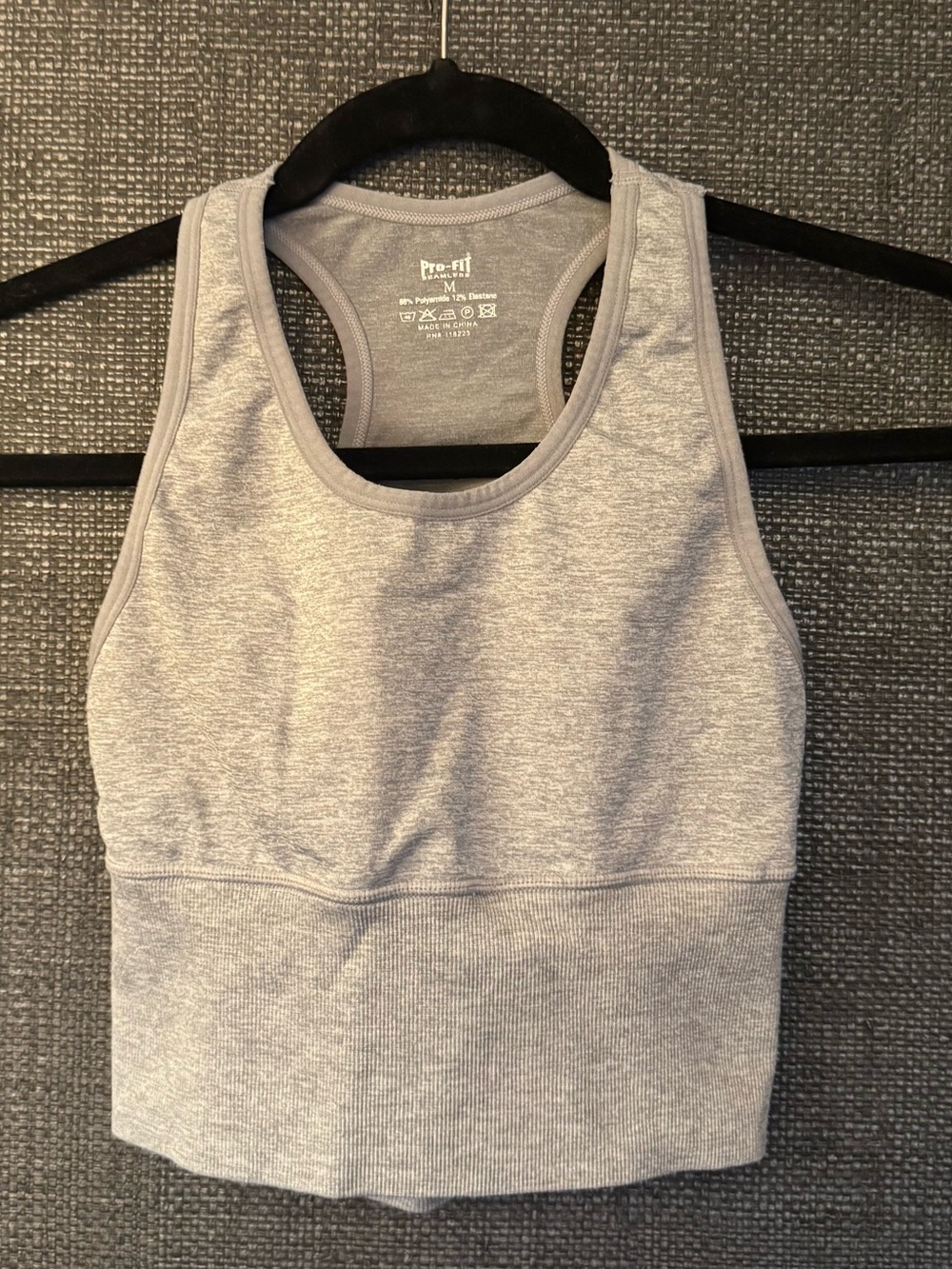 Pro-Fit Seamless Longline Sports Bra Crop Top Gray M